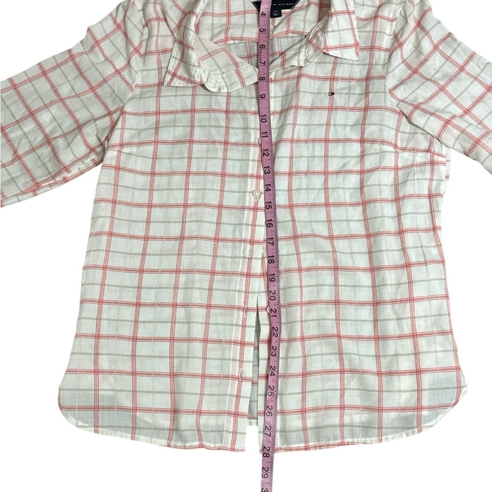 Tommy Hilfiger Red Plaid Button Down Shirt Women’s Large - Picture 7 of 9